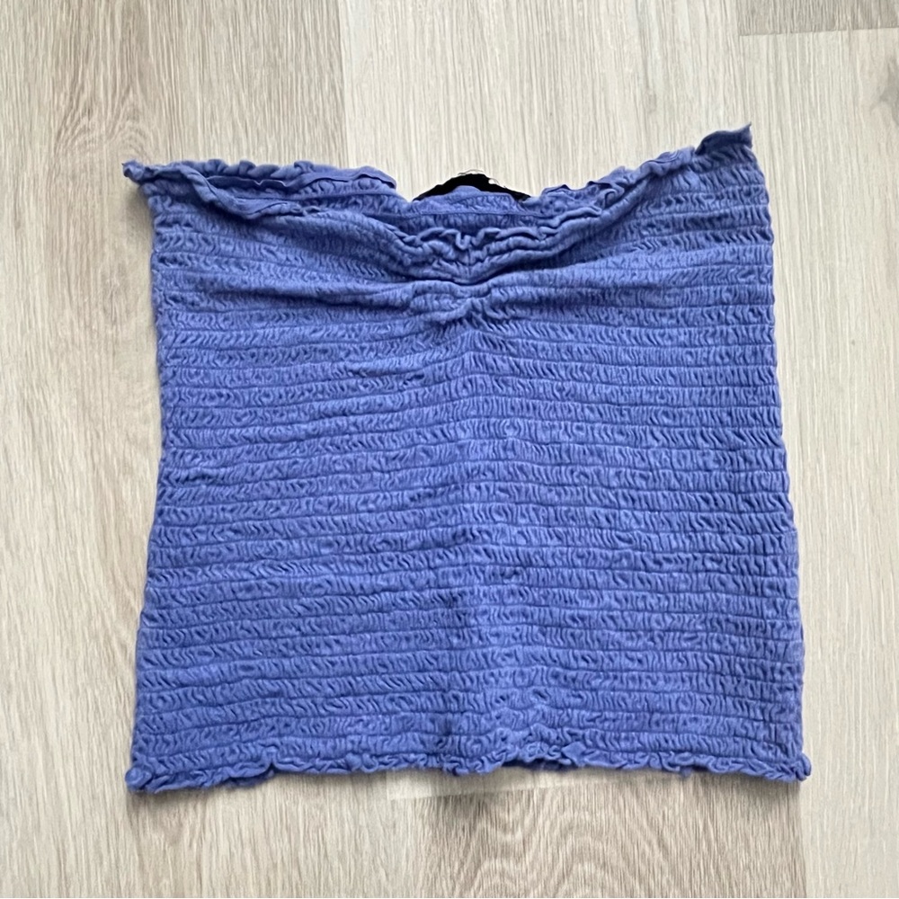 Blue Textured Tube Top